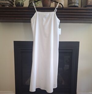 JAPNA Linen Blend White Midi Dress -Size L NWT